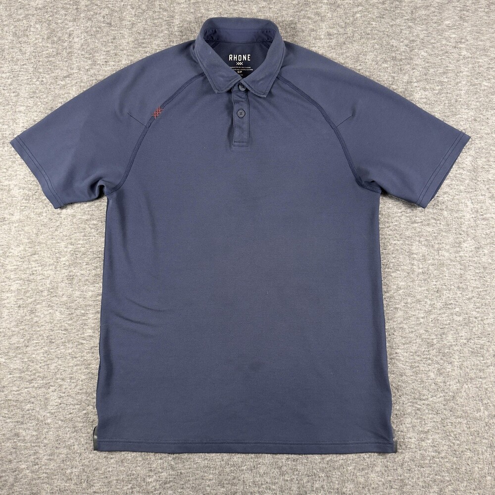 Rhone Polo Shirt Mens Small Delta Pique Navy Blue Stretch Golf Raglan